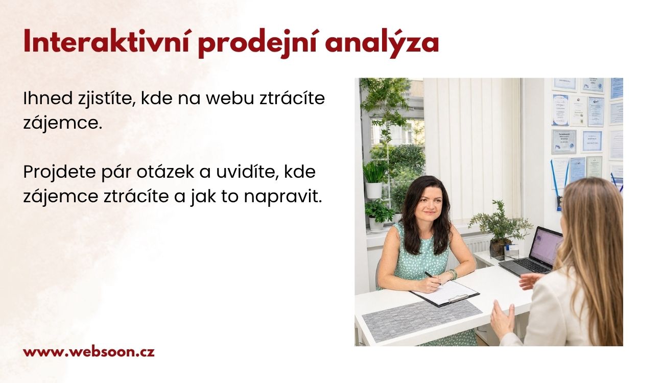 Petra Jóbová, Websoon, tvorba webů, tvorba webových stránek, weby na míru, web pro podnikatelky, web pro koučky, web pro terapeutky, web pro lektorky, web pro malé podnikatele, webdesign, SEO, SEO optimalizace, GEO optimalizace, optimalizace pro AI, automatizace webu, rezervační systém, rezervační kalendář, prodejní web, e-shop na míru, členská sekce, SimpleShop, Ecomail, automatizace e-mailů, osobní značka, tvorba webu Praha
