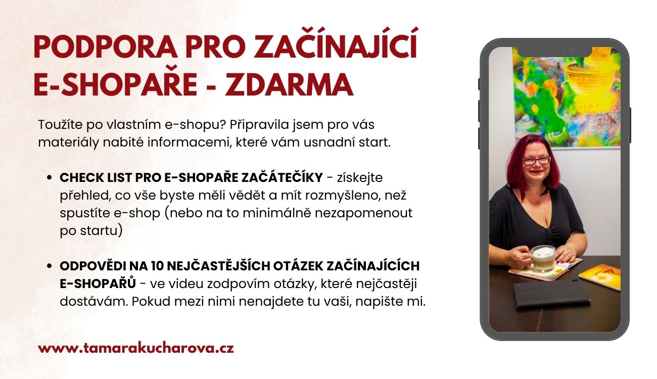Tamara Kuchařová - tamarakucharova.cz - lektorka a konzultantka pro e-shopaře, e-shop na klíč, jak si postavit a vytvořit e-shop, SEO, Google Analytics, PPC reklama na FB, IG, sKlik a GoogleAds. Portál Prodáváme srdcem.