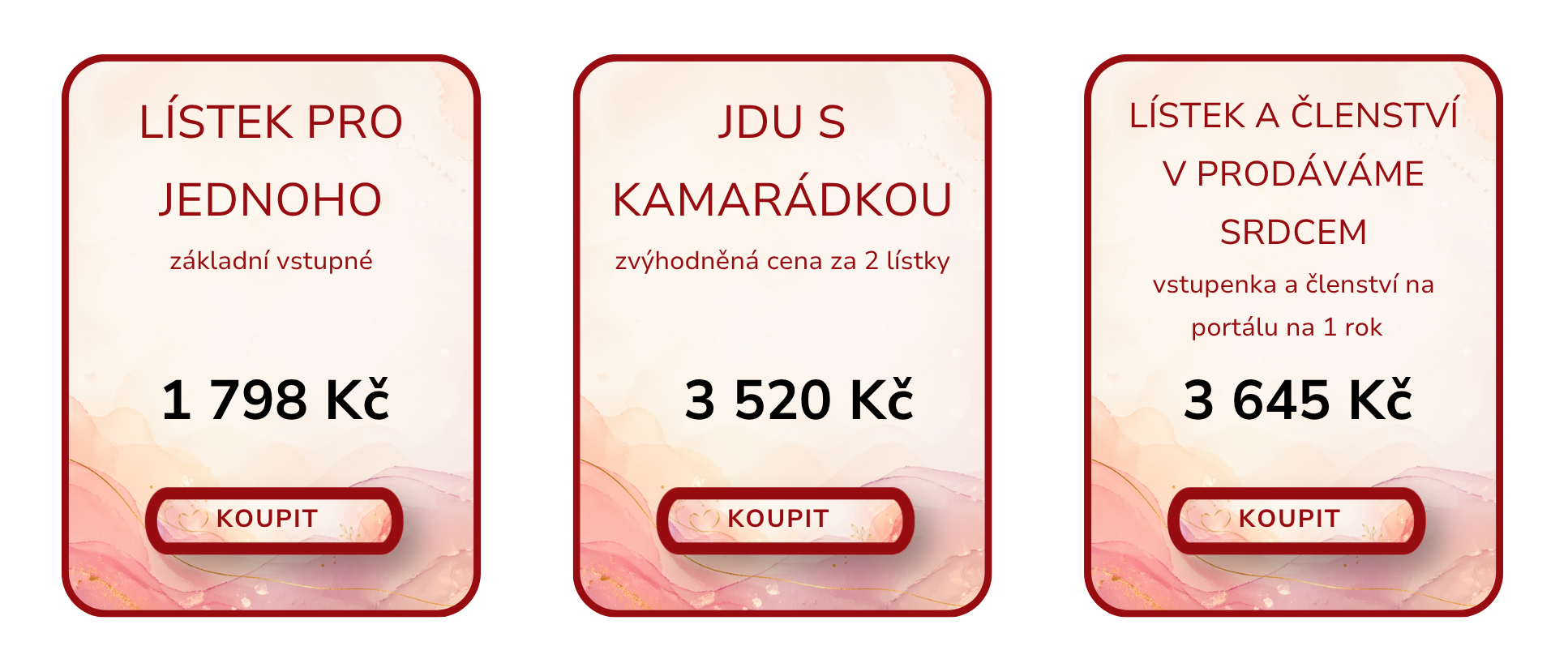 Konference Prodávej srdcem a změň svůj svět portálu Prodáváme srdcem - ceník vstupenek