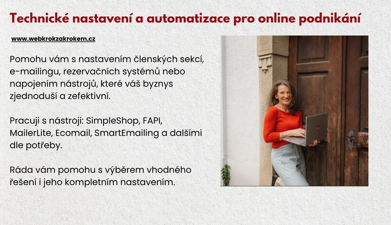 Radka Nedomlel Jechová - Tvorba WordPress webů v DIVI, e-mailing a technická podpora podnikatelek